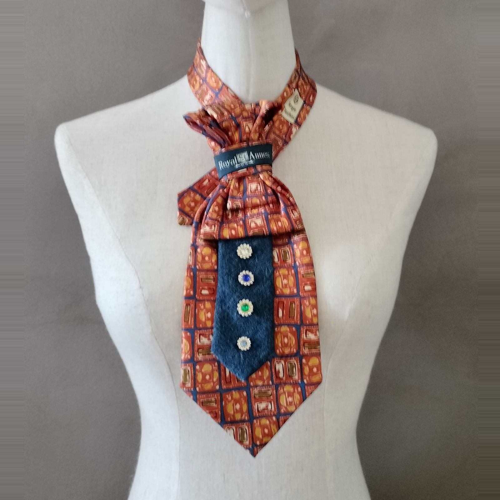 Cravatta Gioiello SILSORÍ: Arancio Quadri & Denim