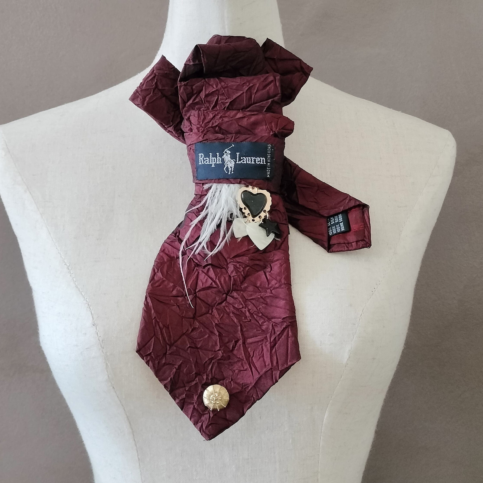 Cravatta Gioiello SILSORÍ: Bordeaux Stropicciato & Piuma